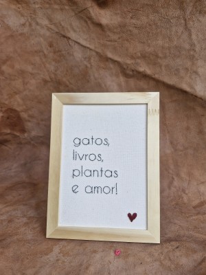 Tela - gatos, livros, plantas e amor